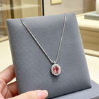 18k white gold necklace with natural diamonds and natural sapphire 1.20ct