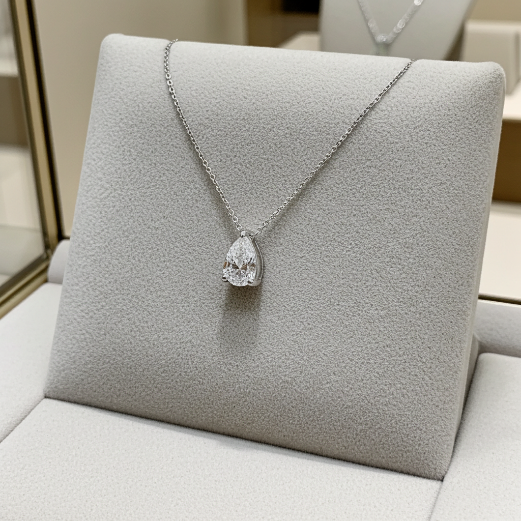 Collana punto luce in oro e diamante naturale pera 0.24ct