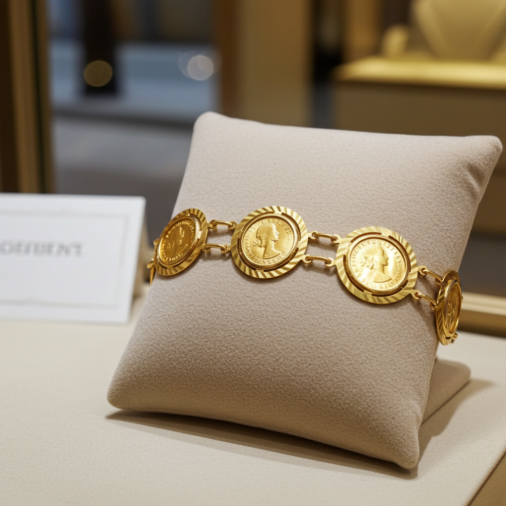 Bracciale Sterline in oro 22k con  5 sterline oro 22k