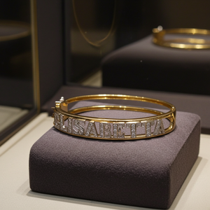 Bracciale personalizzato in oro bianco 18k e diamanti naturali