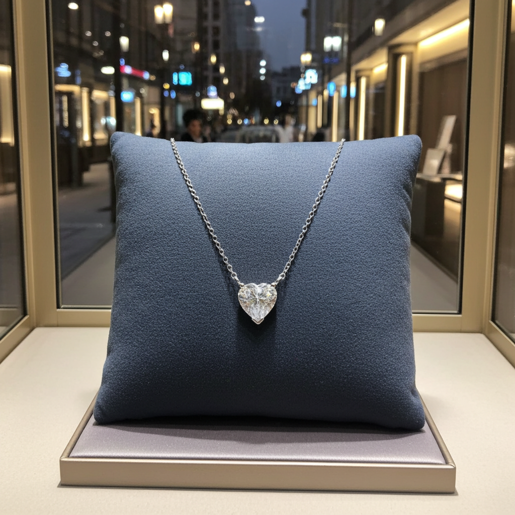 Collana punto luce in oro e diamante naturale cuore 0.25ct