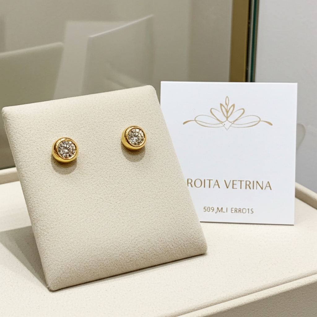 HRD certified solitaire earrings in 18k yellow gold and 2 natural diamonds 0.25ct