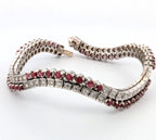 Bracciale tennis in oro bianco e rubino naturali e diamanti naturali 9.00ct