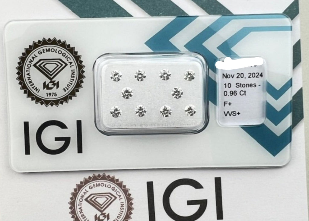 10 pezzi diamanti naturali certificato IGI 0.96ct  F VVS1