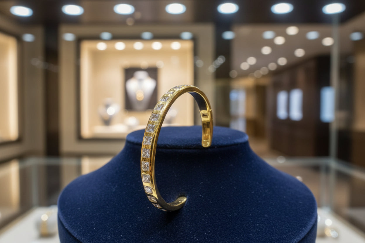 Bracciale elegante 10,10 ct  forma principessa diamanti  incassato oro