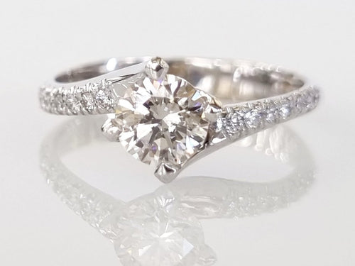 Anello di fidanzamento - 18 carati Oro bianco - 0.87ct. tw. Diamante (Naturale)