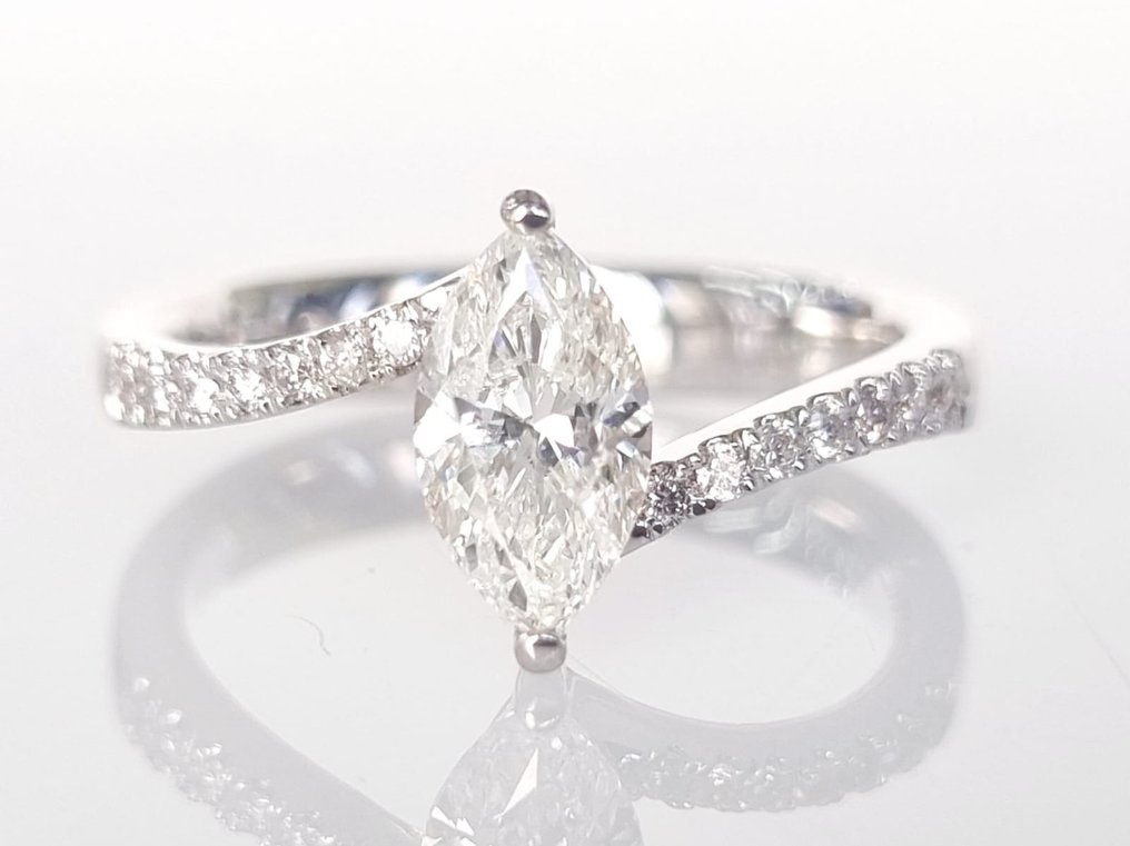Anello da cocktail - 18 carati Oro bianco - 1.14ct. tw. Diamante (Naturale) -Diamante