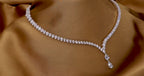 Collana tennis in oro bianco 18k e diamanti naturali taglio pera 37.50ct