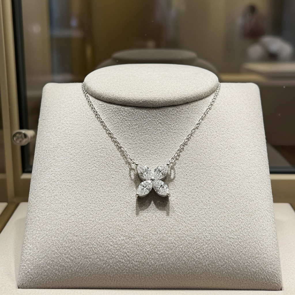 Collana in oro bianco 18k e diamanti naturali marquise 1.20ct