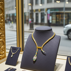collana pendente serpente in  oro giallo con diamanti naturali e smeraldo
