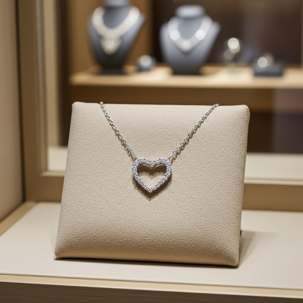 Collana Cuore - 18 carati Oro bianco - 1.00 ct. tw. Diamante Naturali