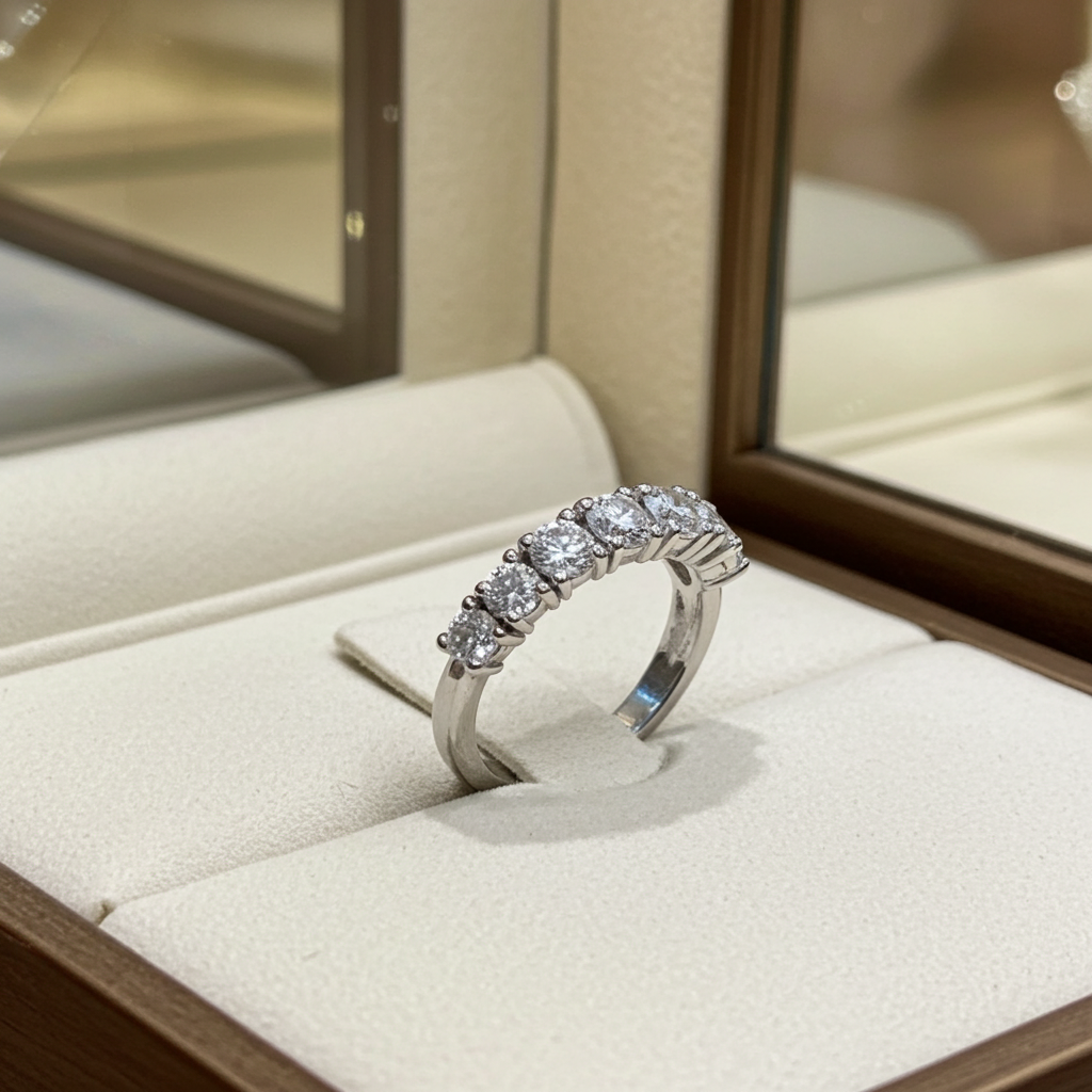 Anello Riviera -1.05 ct 7 Diamanti Naturali