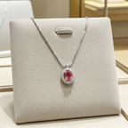18k white gold necklace with natural diamonds and natural sapphire 1.20ct