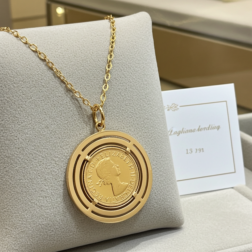 Collana - Ciondolo in oro con sterline oro 22k