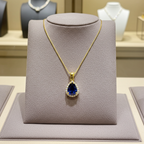 Collana in oro bianco 18k e diamanti naturali e zaffiro naturale 1.80ct