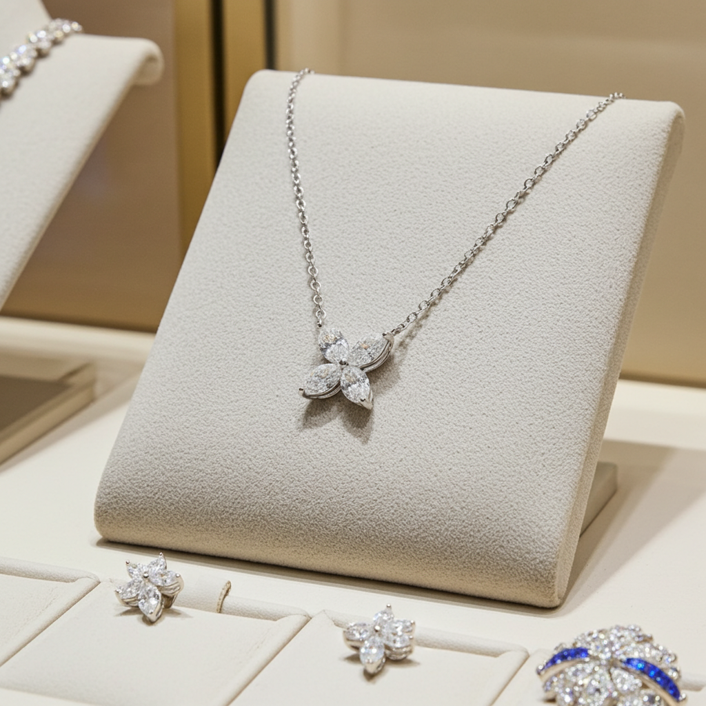 Collana in oro bianco 18k e diamanti naturali marquise 1.20ct